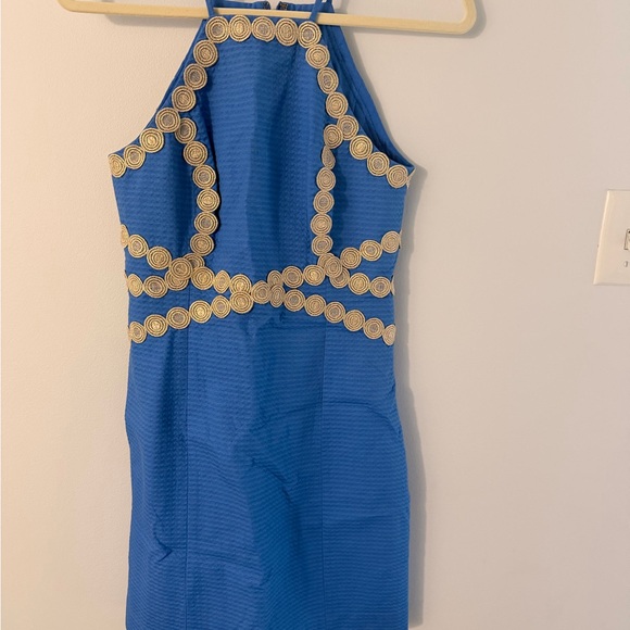 Lilly Pulitzer Blue Romper Dress with Gold Accents - Picture 2 of 3